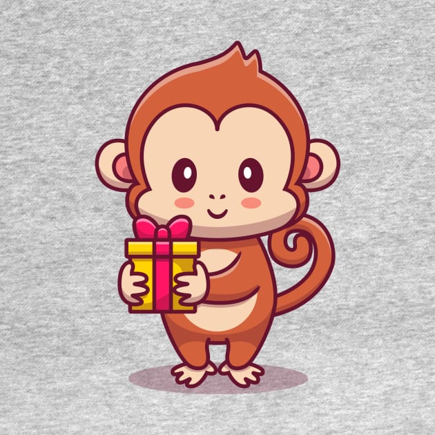 Cute Monkey Holding Gift by Catalyst Labs